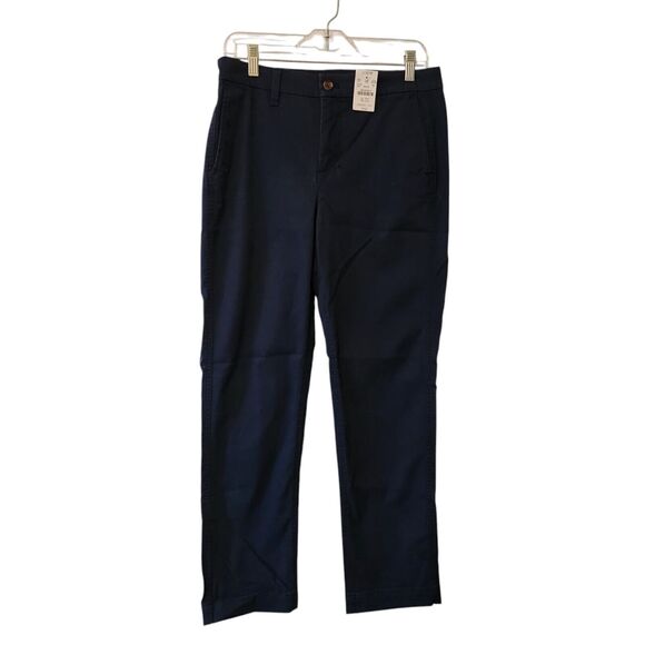 J Crew Pants Womens 4 Navy High Rise Girlfriend Chino Cotton Stretch Work Casual - Picture 1 of 7